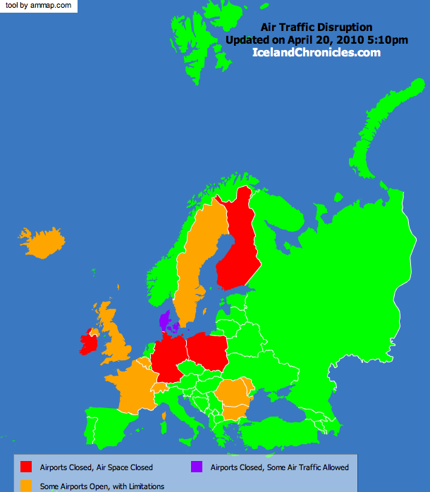 Ash Cloud and Air Traffic Map